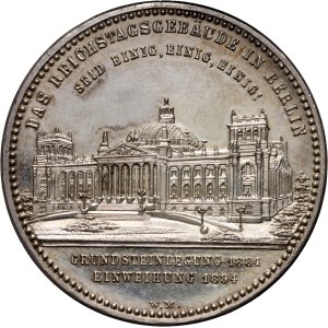 Germany, Prussia, medal from 1894, Inauguration of the Reichstag building in Berlin, rare