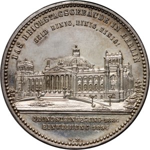 Germany, Prussia, medal from 1894, Inauguration of the Reichstag building in Berlin, rare