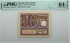 Wolne Miasto Gdańsk, 50 fenigów 15.04.1919, fioletowy