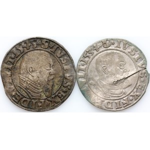 Prusy Książęce, Albrecht Hohenzollern, zestaw groszy z lat 1534-1545, Królewiec, (2 sztuki)