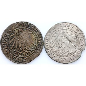 Prusy Książęce, Albrecht Hohenzollern, zestaw groszy z lat 1534-1545, Królewiec, (2 sztuki)