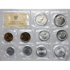 PRL, polskie monety obiegowe emitowane w 1975 roku, (10 sztuk)