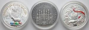 III RP, zestaw monet 20 złotych z lat 2001-2004, (3 sztuki)