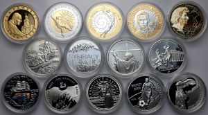 III RP, zestaw monet 10 złotych z lat 1997-2009, (14 sztuk)