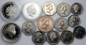 Gibraltar, Elizabeth II / Charles III, coin set from 1988-2023, (14 pieces)