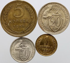 Russia, USSR, set of coins from 1930-1934, (4 pieces)