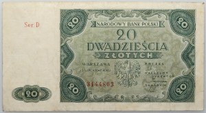 PRL, 20 złotych 15.07.1947, seria D
