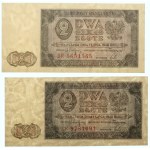 PRL, zestaw banknotów 2 złote 1.07.1948, seria CF i BR, (2 sztuki)