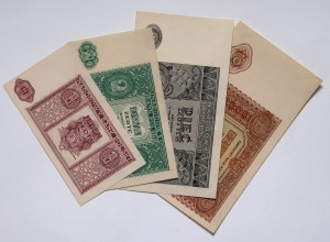 People's Republic of Poland, set of 1946 banknotes, 1-10 zloty, (4 pieces)