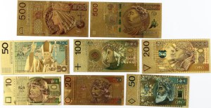 Third Republic, set of gold-plated banknotes, (8 pieces)