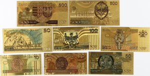 Third Republic, set of gold-plated banknotes, (8 pieces)