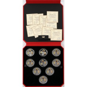 Cameroon, set of silver coins 2500 CFA Francs 2016, History of Christianity in Poland, (9 pieces)