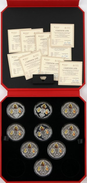 Cameroon, set of silver coins 2500 CFA Francs 2016, History of Christianity in Poland, (9 pieces)