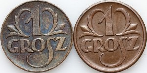 Second Republic, set of 1 penny coins from 1923-1927, (2 pieces)