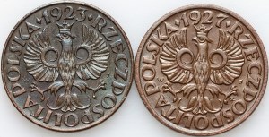 Second Republic, set of 1 penny coins from 1923-1927, (2 pieces)