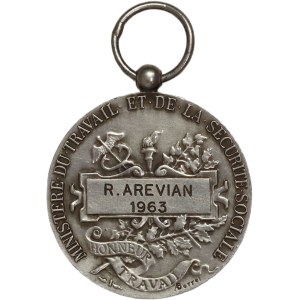 France, medal from 1963, Ministry of Labor and Social Security, silver