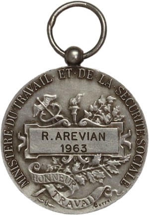 France, medal from 1963, Ministry of Labor and Social Security, silver