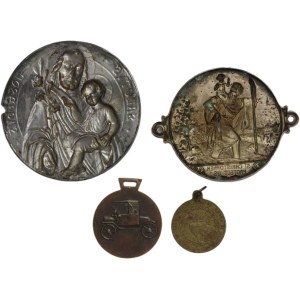 Świat, zestaw medalików i plakiet o tematyce religijnej (4 sztuki)