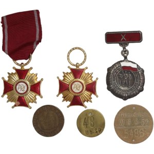 Polska, zestaw odznaczeń i marek narzędziowych (6 sztuk)