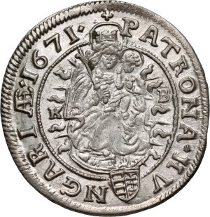 Hungary, Leopold I, 6 Kreuzers 1671 KB, Kremnitz