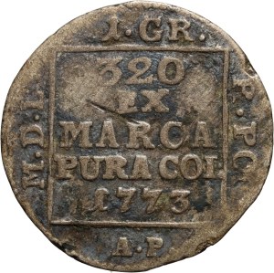 Stanislaw August Poniatowski, silver penny 1773 AP, Warsaw, rare