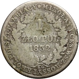 Królestwo Kongresowe, Mikołaj I, 1 złoty 1832 KG, Warszawa
