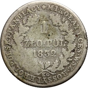 Congress Kingdom, Nicholas I, 1 zloty 1832 KG, Warsaw