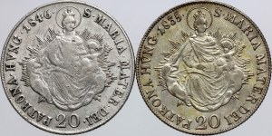 Austria, set of 20 Kreuzer coins from 1835-1846, (2 pieces)