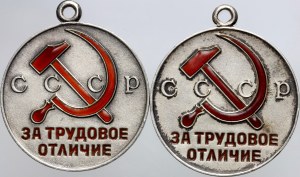 Russia, USRR, set of 2 Medals, for an amazing job, silver, (2 pieces)