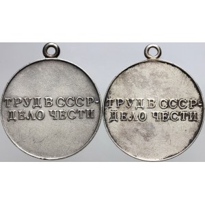 Russia, USRR, set of 2 Medals, for an amazing job, silver, (2 pieces)