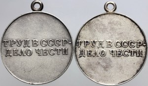 Russia, USRR, set of 2 Medals, for an amazing job, silver, (2 pieces)