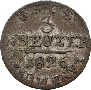 Germany, Saxe-Coburg-Saalfeld, Ernest I, 3 Kreuzers 1826 G, Saalfeld