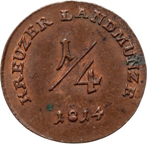Germany, Saxony-Meiningen, Bernhard II, 1/4 Kreuzer 1814, Eisenach