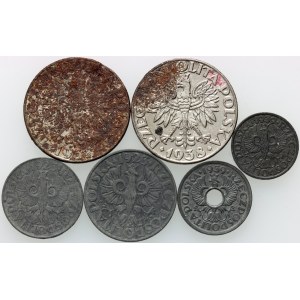 Generalne Gubernatorstwo, zestaw monet z lat 1923-1939, (6 sztuk)