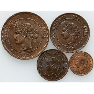 France, set of coins from 1885-1896, (4 pieces)
