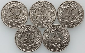 Second Republic, 20 penny coin set 1923, (5 pieces)