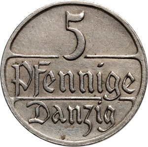 Free City of Danzig, 5 fenig 1928, Berlin, rare vintage