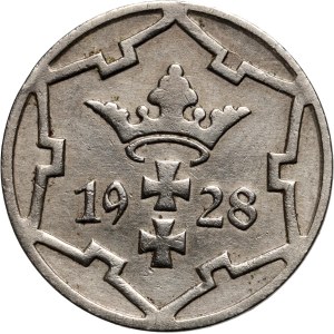 Wolne Miasto Gdańsk, 5 fenigów 1928, Berlin, rzadki rocznik