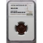 Switzerland, 2 Rappen 1875 B, Bern
