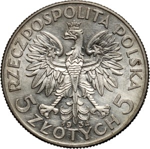 II RP, 5 zloty 1934, Warsaw, Head of a Woman