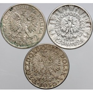 II RP, zestaw monet 2 złote z lat 1932-1936, (3 sztuki)