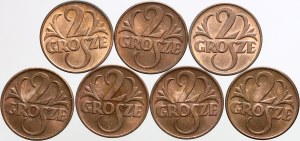Second Republic, 2 penny coin set 1938, (7 pieces)