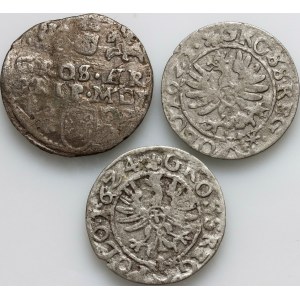 Zygmunt III Waza, zestaw monet z lat 1603-1624, (3 sztuki)