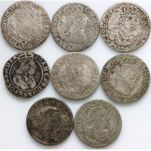 Polska Królewska, zestaw szóstaków lat 1626-1683, (8 sztuk)