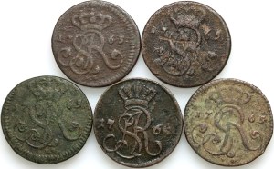 Stanislaw August Poniatowski, a set of pennies from the year 1765, ( 5 pieces)