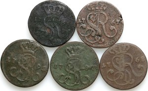 Stanislaw August Poniatowski, set of pennies from 1767-1792, (5 pieces)