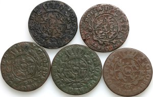 Stanislaw August Poniatowski, set of pennies from 1767-1792, (5 pieces)