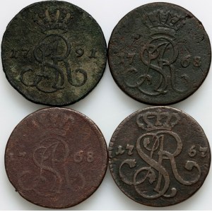 Stanisław August Poniatowski, zestaw groszy z lat 1767-1791, (4 sztuki)