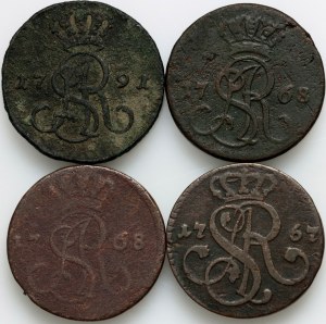 Stanislaw August Poniatowski, set of pennies from 1767-1791, (4 pieces)