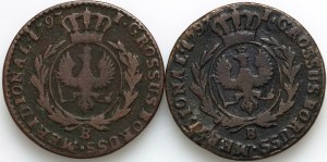South Prussia, Frederick William II, 1797 set of pennies, Breslau, (2 pieces)
